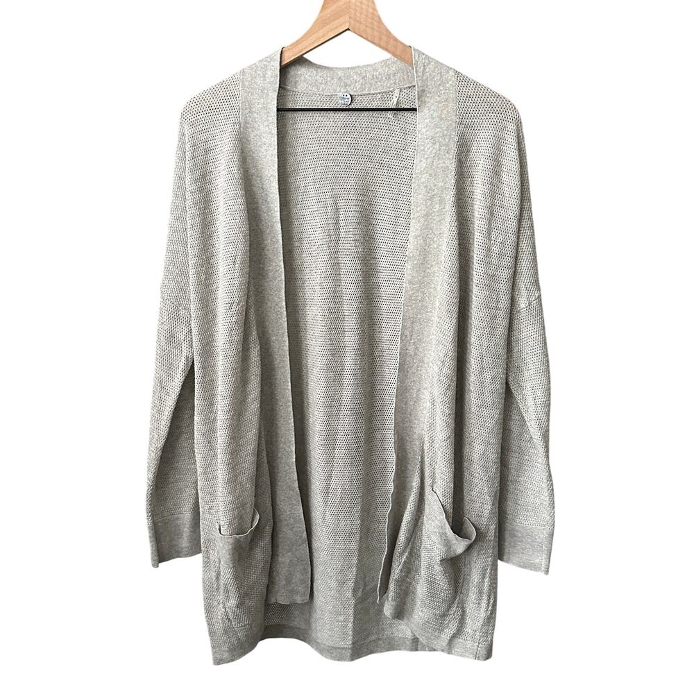 Margaret O’Leary Grey Open Front Cardigan Medium Silk Blend